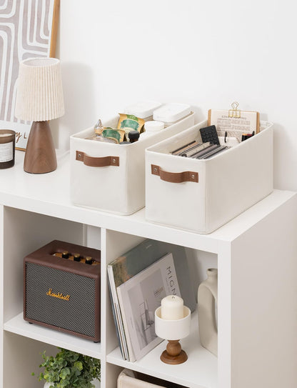 StorageWorks Narrow Storage Bins, Small Basket for Closet and Shelves, Rectangular Fabric Organizer