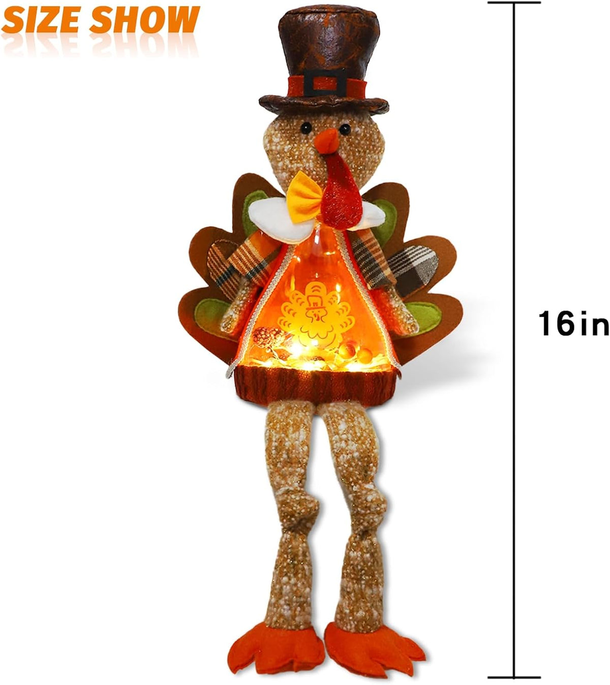 Lighted Christmas Doll, Plush Light Up Christmas Doll Toy Holiday Present, Battery Operated Xmas