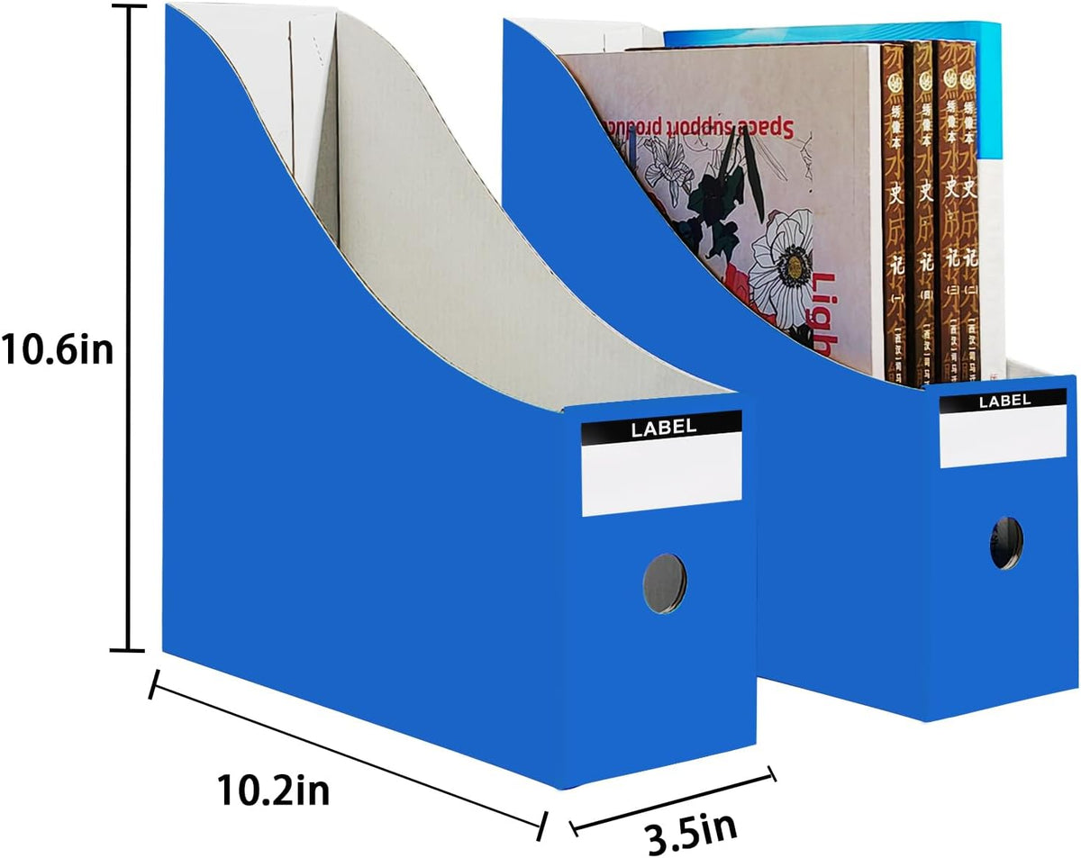 24 Pack Cardboard Magazine File Holder for Desktop ，Blue Book Bins for Classroom Library, Office or
