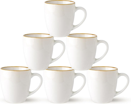 GBHOME Ceramic Coffee Mugs Set of 6, 12oz Stoneware Coffee Mugs Set For Dad Mom Women MEN, Light