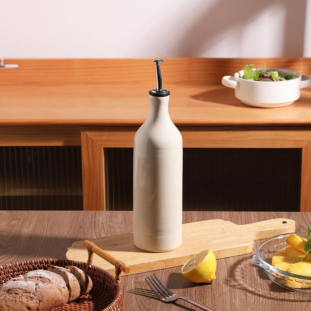 Sweejar Large Ceramic Olive Oil Dispenser Bottle, Opaque Oil Cruet Protects Oil to Reduce