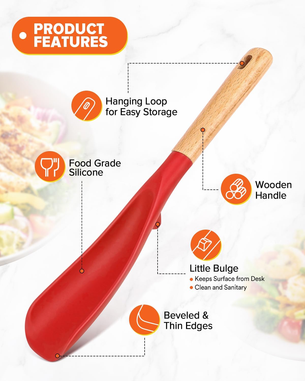 Cooking Spoon and Scraper for Nonstick Cookwares, Great for Cooking and Serving Durable BPA-Free