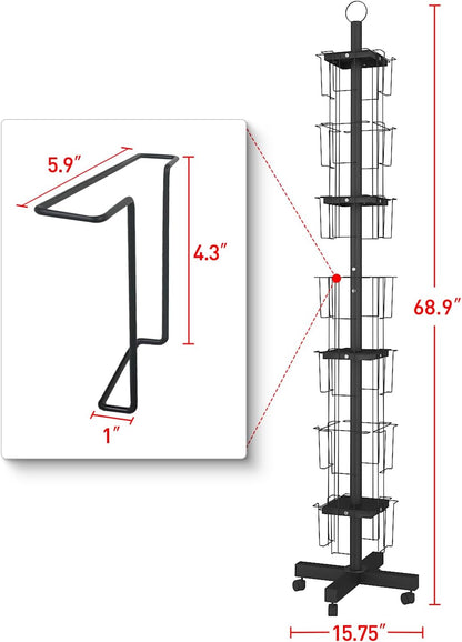 28 Pockets Countertop Rotating Greeting Card Rack, 7 Tier magazine Display Stand Rotating magazine