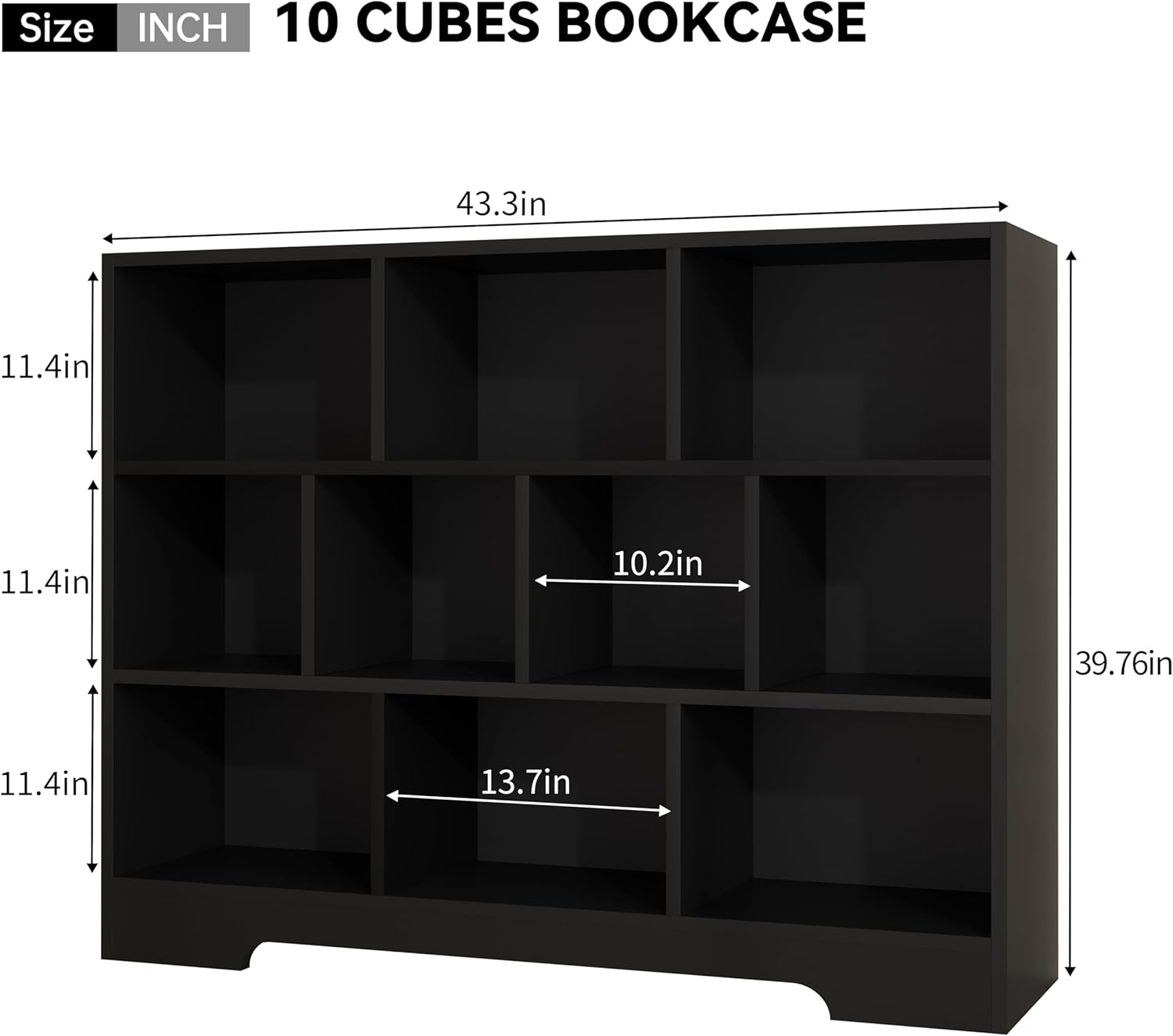 Book Shelf Set of 2, 10 Cubes Storage Organizer, 3-Tier Open Bookshelf Wooden Bookcase