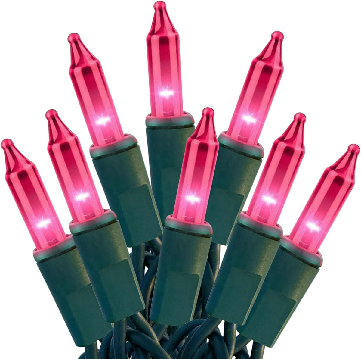 HISHINY Christmas Lights 100 Count Pink Christmas Tree String Lights with Green Wire for Outdoor