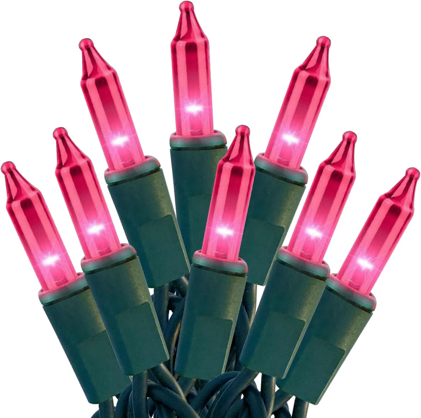 HISHINY Christmas Lights 100 Count Pink Christmas Tree String Lights with Green Wire for Outdoor