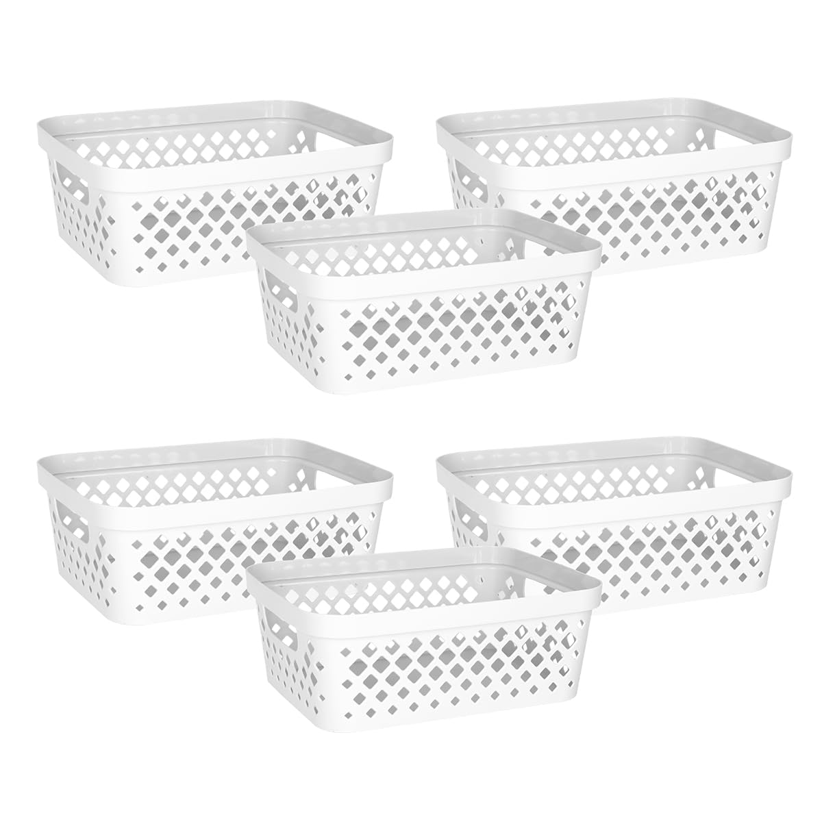 Glad Plastic Storage Basket Set, Value Pack of 6 | Open Storage Bins for Shelves, Bathroom, Pantry