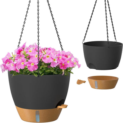 ZMTECH 12 Inch Hanging Planters for Indoor Outdoor Plants, 2 Pack Self Watering Hanging Plant Pots