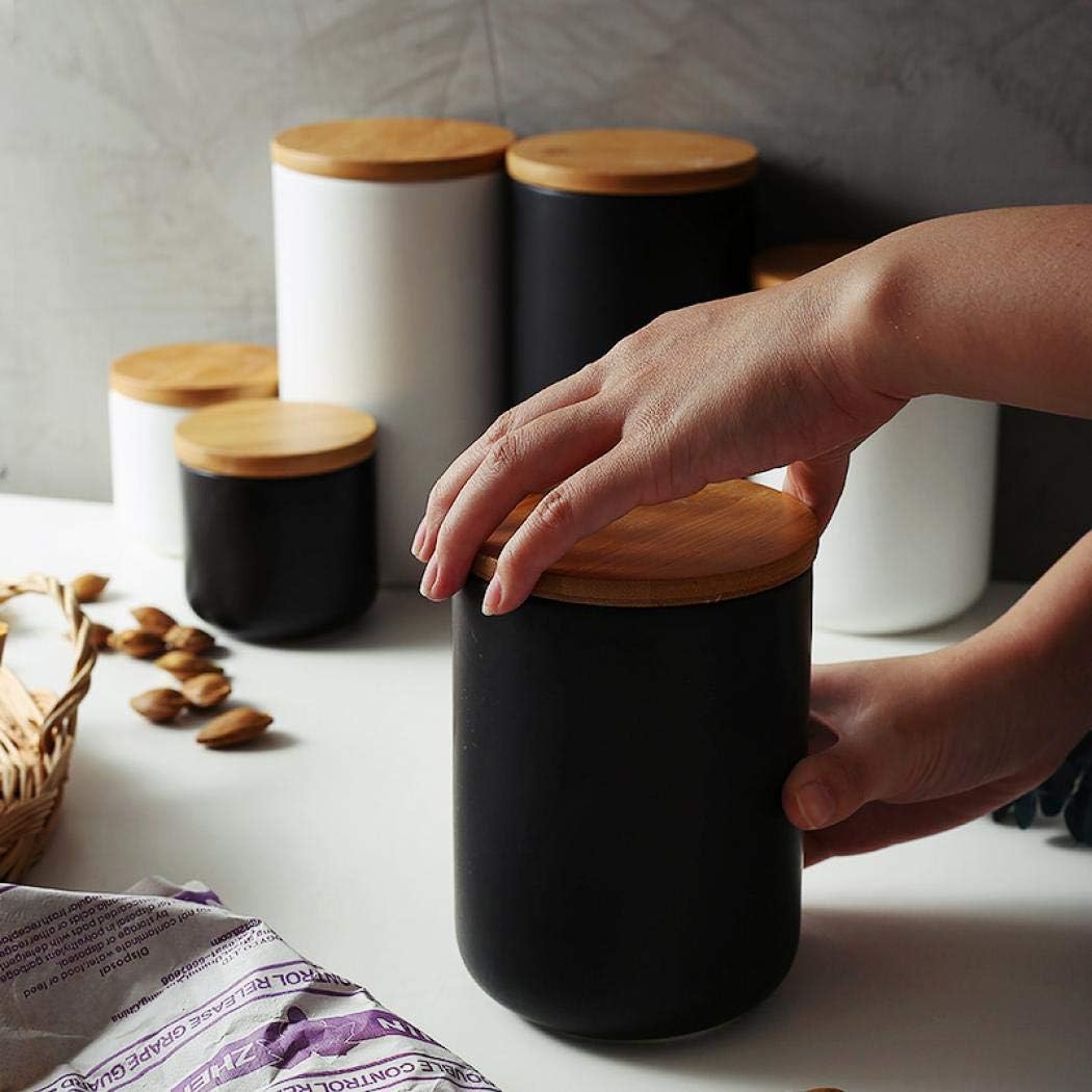 MilkyWay Food Storage Jar Strong Ceramic Storage Canisters with Airtight Seal Bamboo Lid Modern