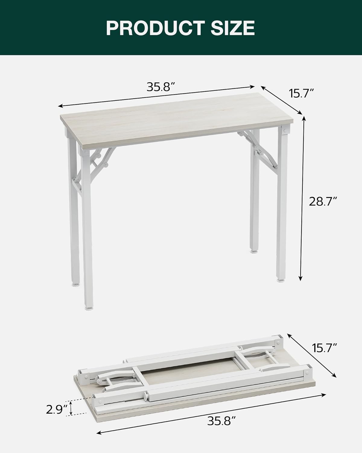 Frylr Small Folding Computer Desk – Portable 35.8 Inch Foldable Laptop Table, Collapsible and