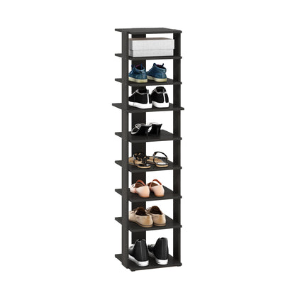 Furinno Compact Vertical Shoe Rack, 9-Tier Narrow Shoe Organizer, Free Standing Shoe Storage, Shoe