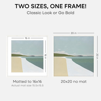 Homeforia 20x20 White Picture Frame, High End Oak 20 x 20 Square Wood Frames with Mat 16 by 16