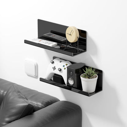 Acrylic Floating Shelves for Wall No Drilling, Self Adhesive Space-Saving Shelves, 12 Inch Floating