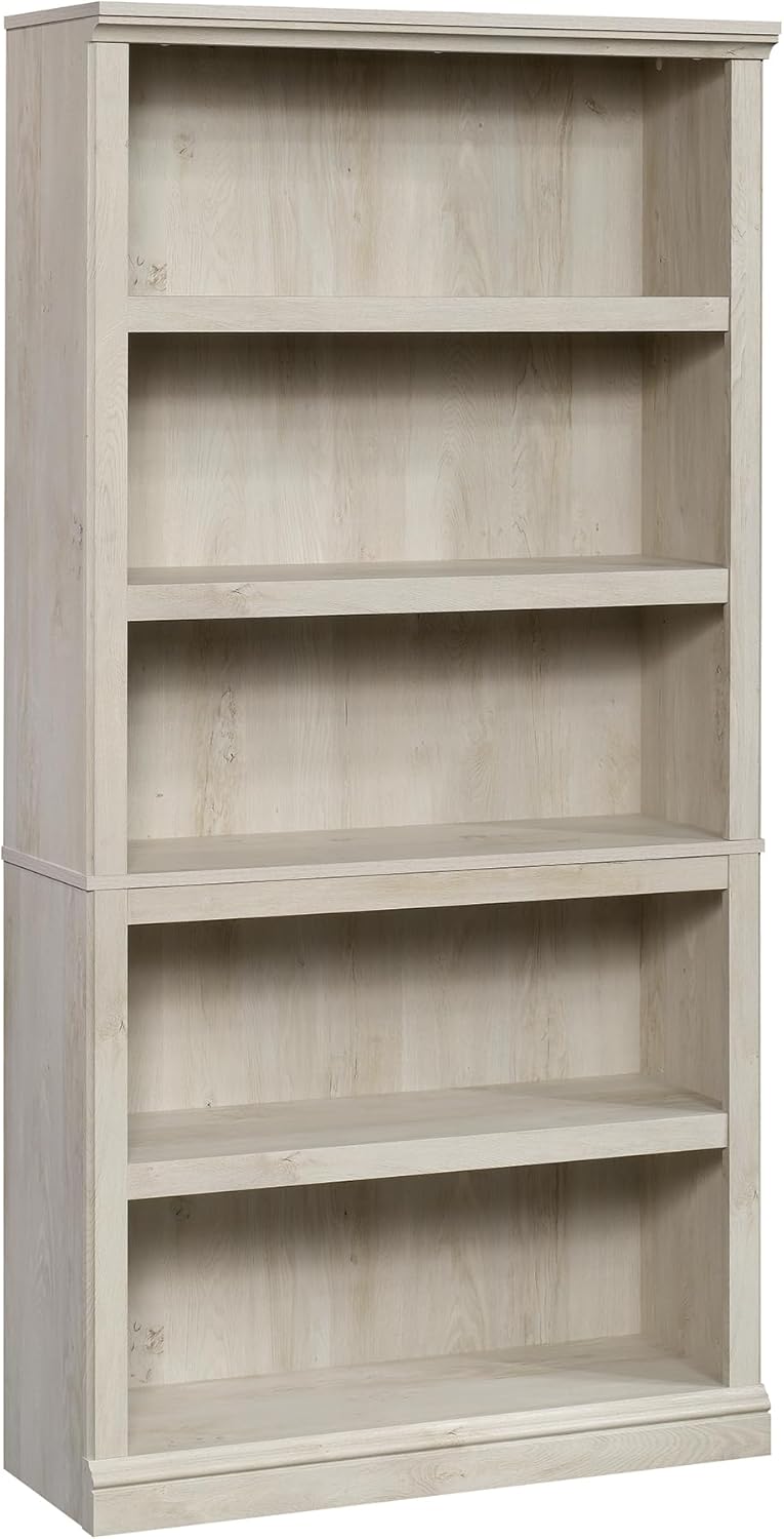 Sauder 5 Tier Book Shelf Wooden Bookcase Multipurpose Bookshelf for Home Office, Living Room, in
