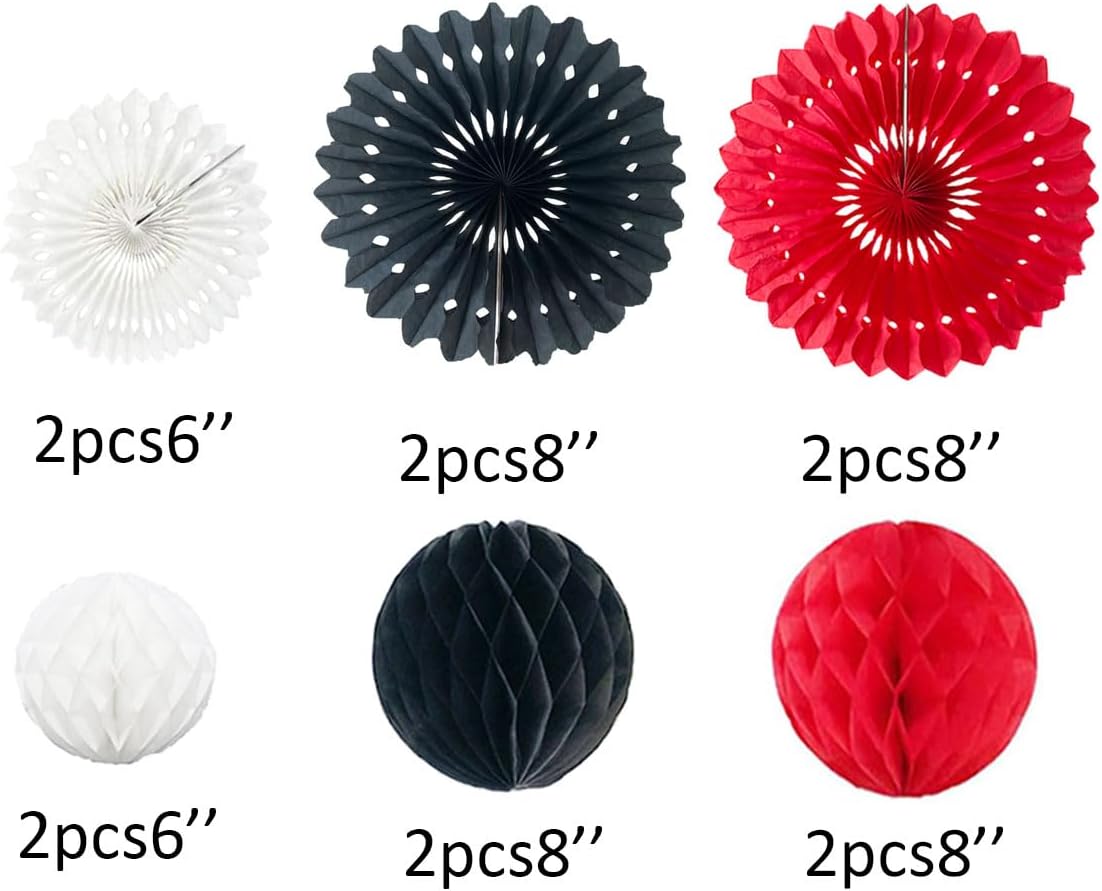 12pcs 6’’ 8’’ Honeycomb Balls Tissue Paper Fans Party Honeycomb Ball Fans Wall Tissue Pom Poms