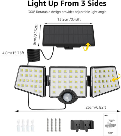 Solar Lights for Outside, WL5000 Motion Activated Security Lights, Separate Solar Panel, 3
