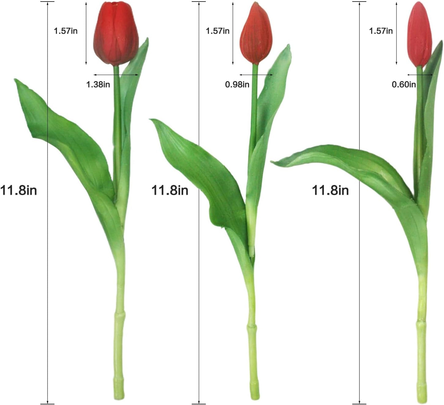 15pcs Artificial Tulips Flowers, Fake Tulips Real Touch, Faux Latex Bouquets, for Party Wedding