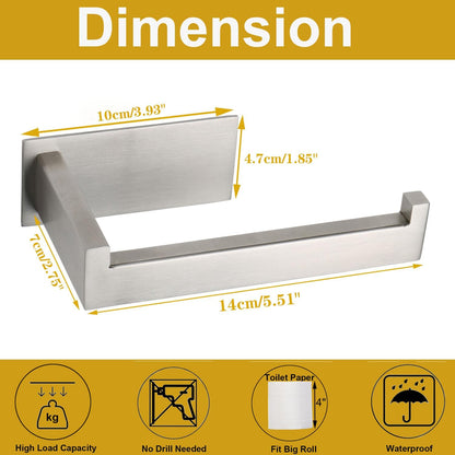 Toilet Paper Holder, Self Adhesive Tissue Holder Stainless Steel Rustproof Paper Roll Holder, No