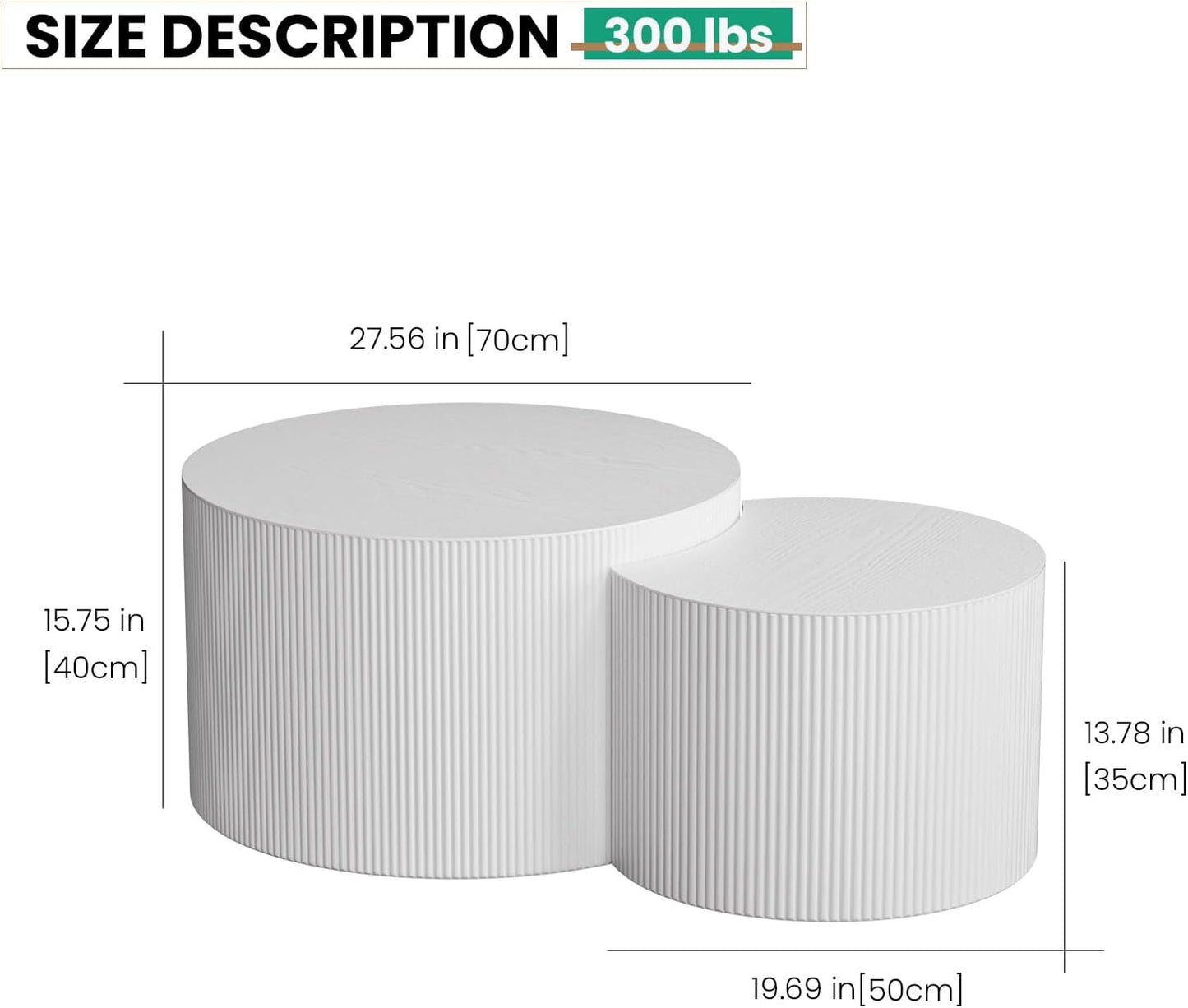 Round Nesting Coffee Table Set of 2 Handcraft Circle Fluted Nesting Coffee Tables Circular Side