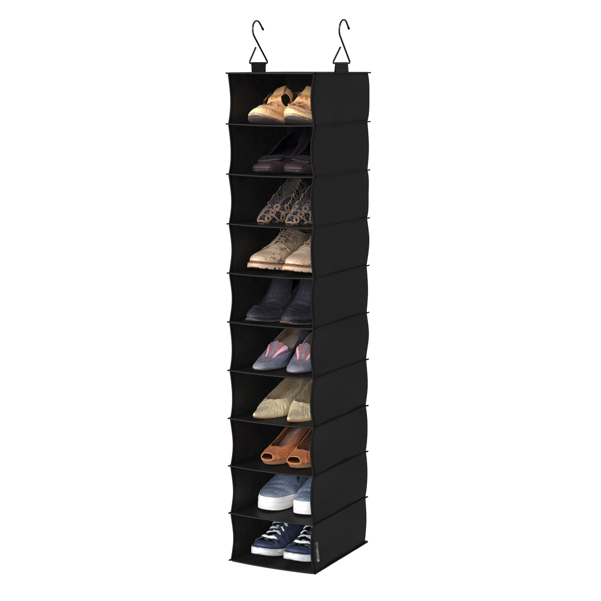 ClosetMaid 10-Shelf Fabric Hanging Shoe Storage Organizer for Closet, Charcoal Black