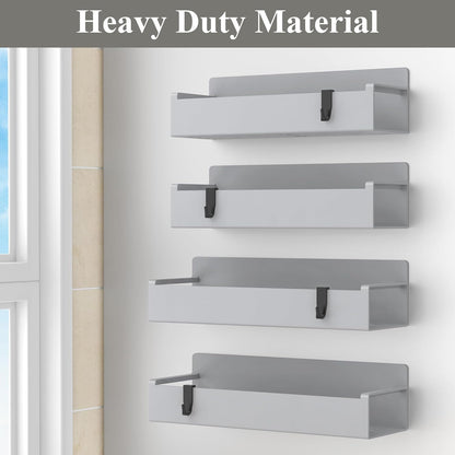 4 Pack Magnetic Spice Rack Organizer for Refrigerator and Oven, Light Gray Fridge Organizers and