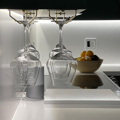 10.8 Inch Gold Wine Glass Rack, Under Cabinet Wine Glass Holder, Wine Glass Hangers Under Shelf