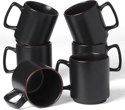 famiware Coffee Mugs Set of 6, Nebula 14oz Coffee Mugs, Ceramic Cup Set with Handle for Latte, Tea