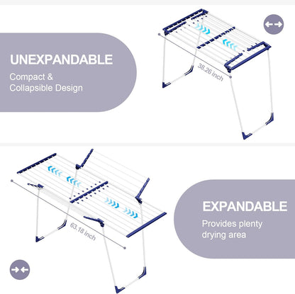APEXCHASER Clothes Drying Rack, Foldable Gullwing Laundry Rack for Indoor Outdoor, 10pcs Clips with