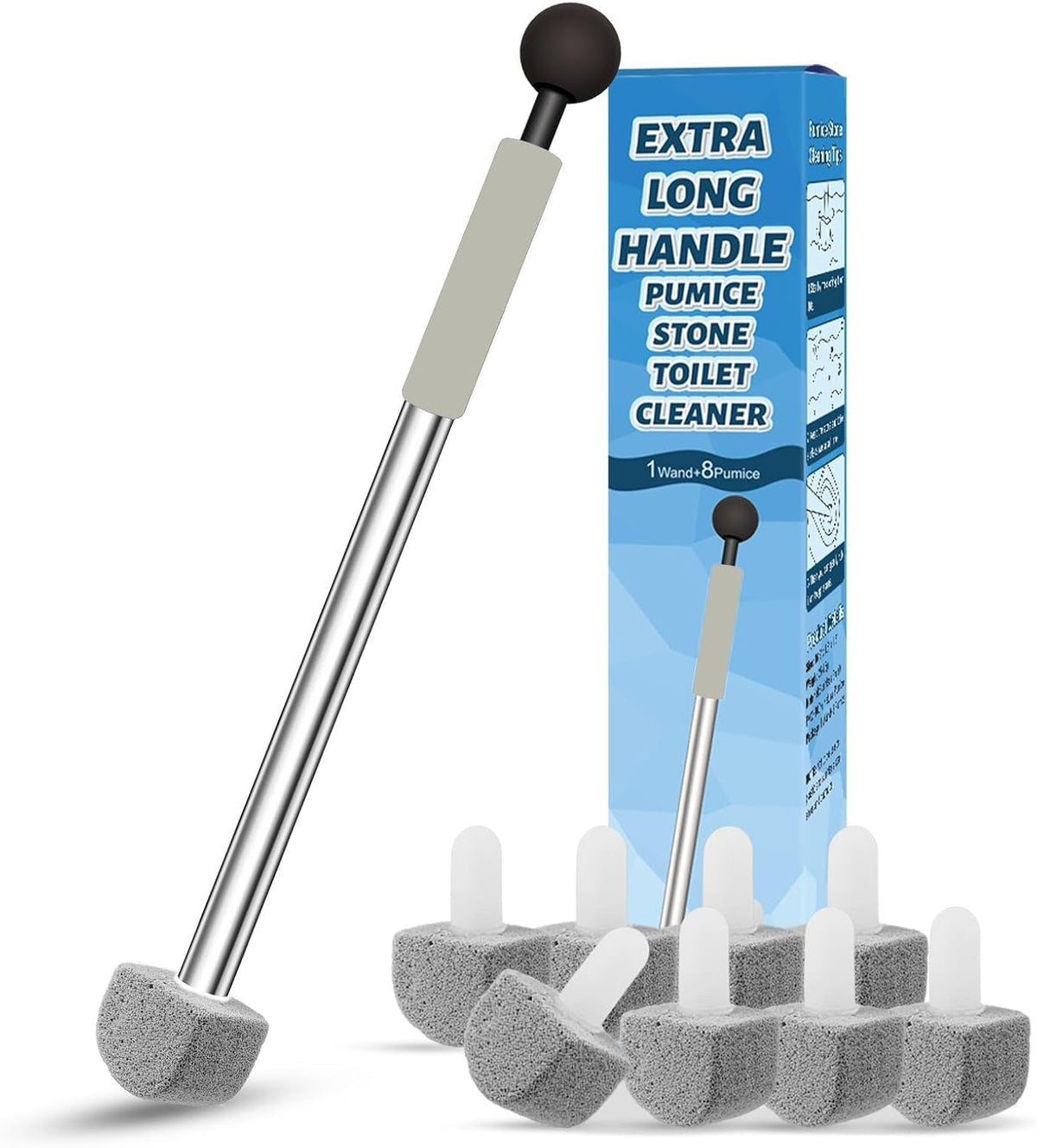 Pumice Stone Toilet Bowl Cleaner,16.7Inch Toilet Pumice Stone with Handle Cleans Hard Water Ring