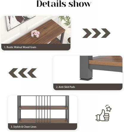 FOLUBAN Console Table for Entryway, Narrow Sofa Table with 3 Tier Storage Shelf for Living Room