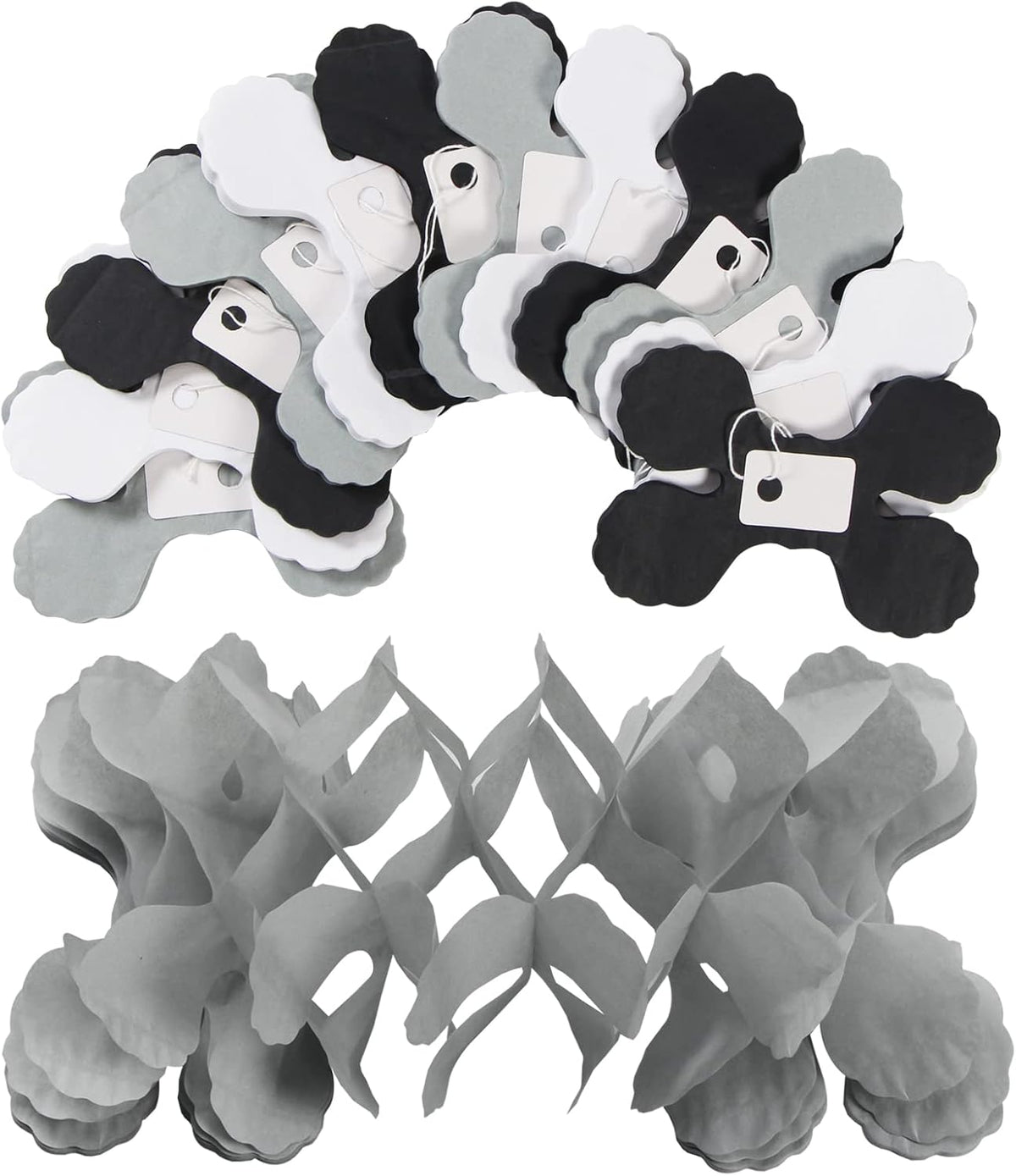 Black White-Silver Party-Decorations Streamers Garland - 157Ft Graduation Four-Leaf Clover Hanging