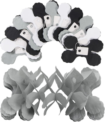 Black White-Silver Party-Decorations Streamers Garland - 157Ft Graduation Four-Leaf Clover Hanging