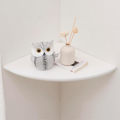 Corner Shelf, White Solid Oak Wood Floating Corner Shelves Wall Mount Round End Floating Speaker