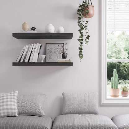 Floating Shelf, Set of 2 Wall Shelf, 30 in W x 12.75 in D x 2 in H Wooden Floating Wall Shelf with