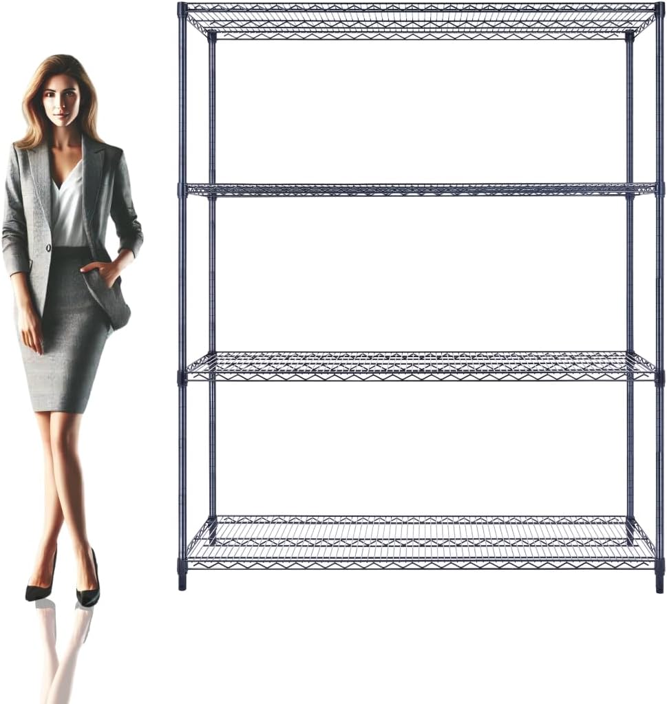 60"x18"x72" Black Premium Metal Steel Wire Shelving 4-Tier NSF 3200 LBS MAX Capacity Heavy Duty