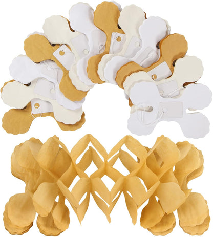 White Ivory-Gold Party-Decorations Streamers Garland - 12pcs 4-Leaf Clover Paper Streamer Wedding