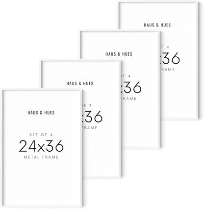 HAUS AND HUES Set of 4 White Poster Frames 24x36 - Gallery Wall Frame Set, Large Picture Frames