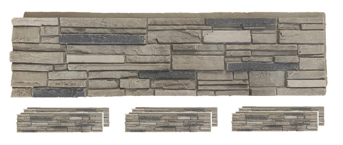 OTECKO 6-Pack Faux Stone Wall Panel 48 in x 13 in x 2 in Stacked Stone High Density Polyurethane