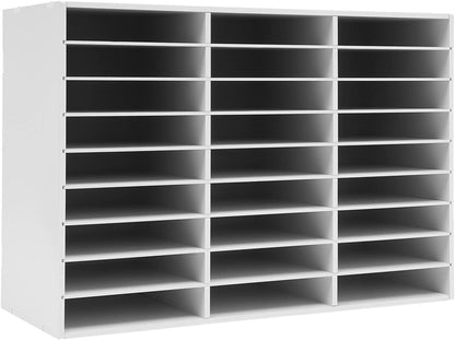 Literature Organizer 27 Slots Compartments Desktop File Sorter Mail Center Paper Storage Cabinet