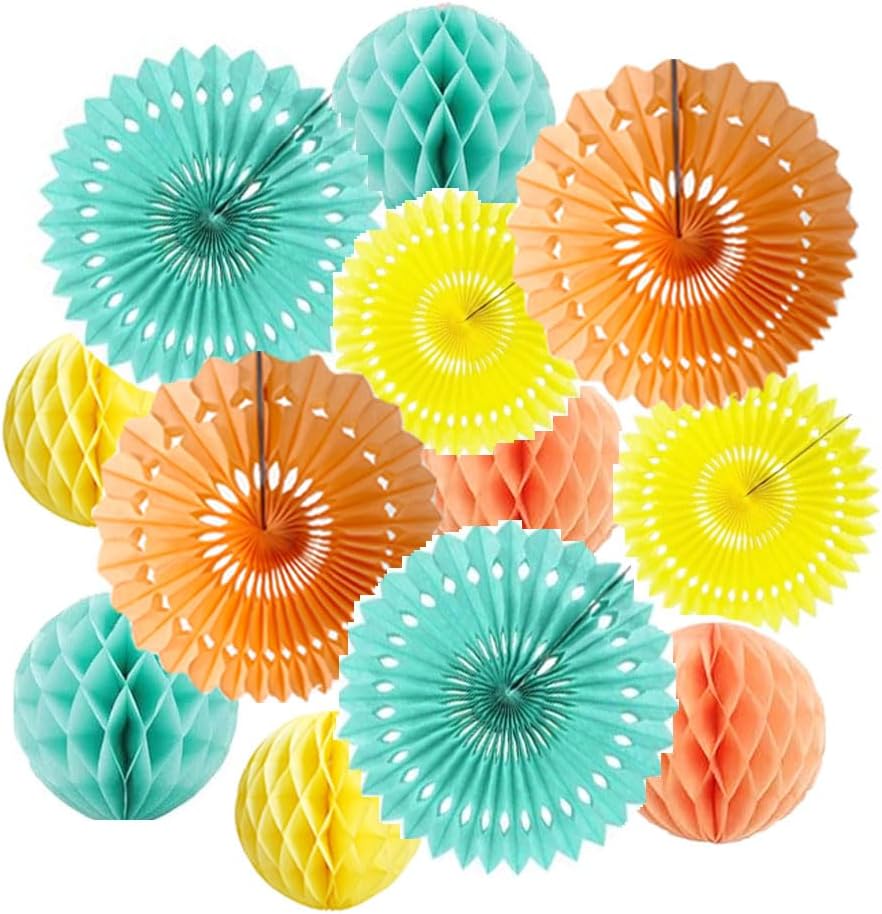 12pcs 6’’ 8’’ Honeycomb Balls Tissue Paper Fans Party Honeycomb Ball Fans Wall Tissue Pom Poms
