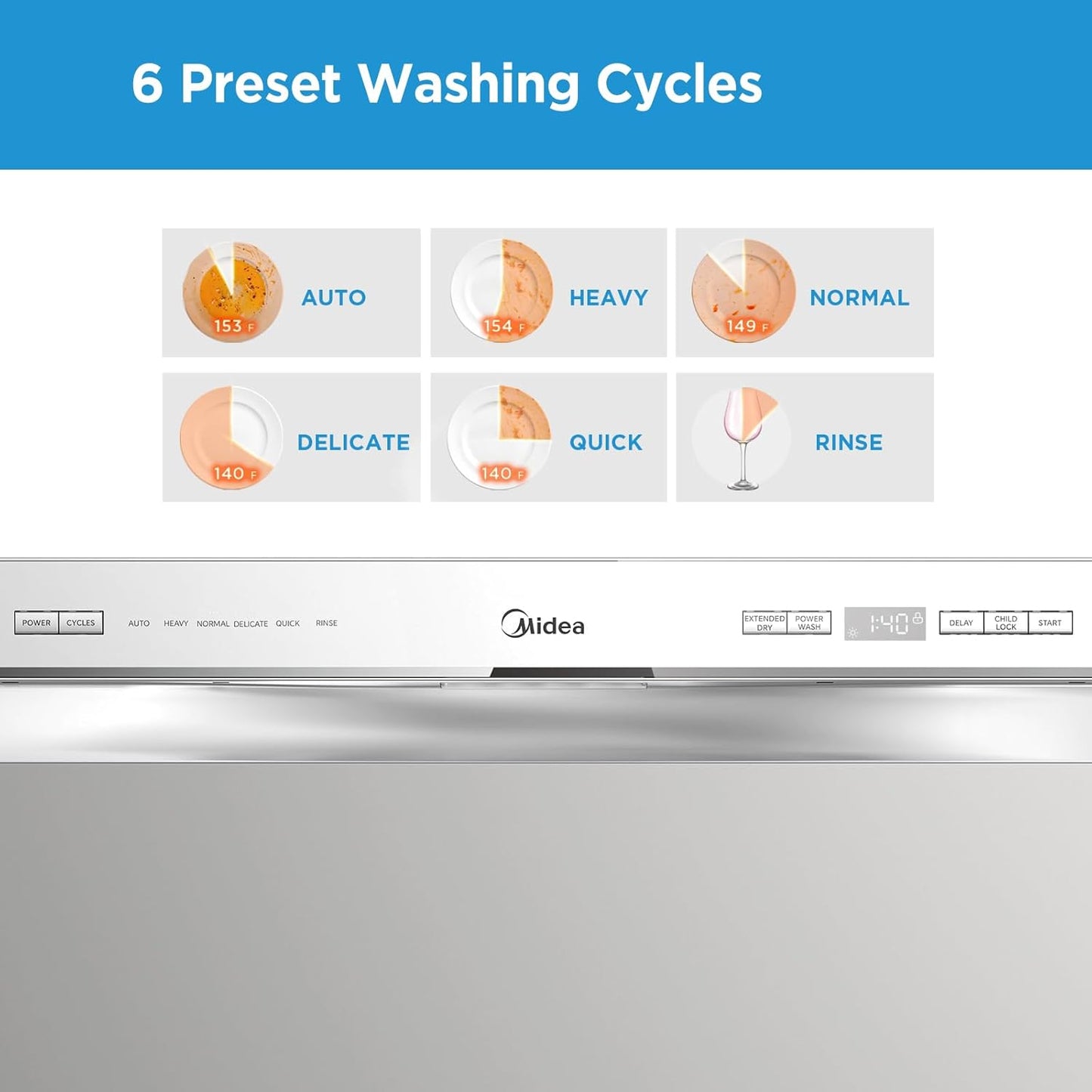 Midea MDC22P2ASS Countertop, Portable Place Settings & 6+2 Washing Cycles. Energy Star Dishwasher