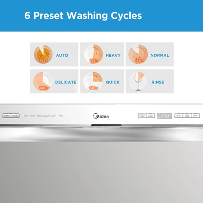 Midea MDC22P2ASS Countertop, Portable Place Settings & 6+2 Washing Cycles. Energy Star Dishwasher