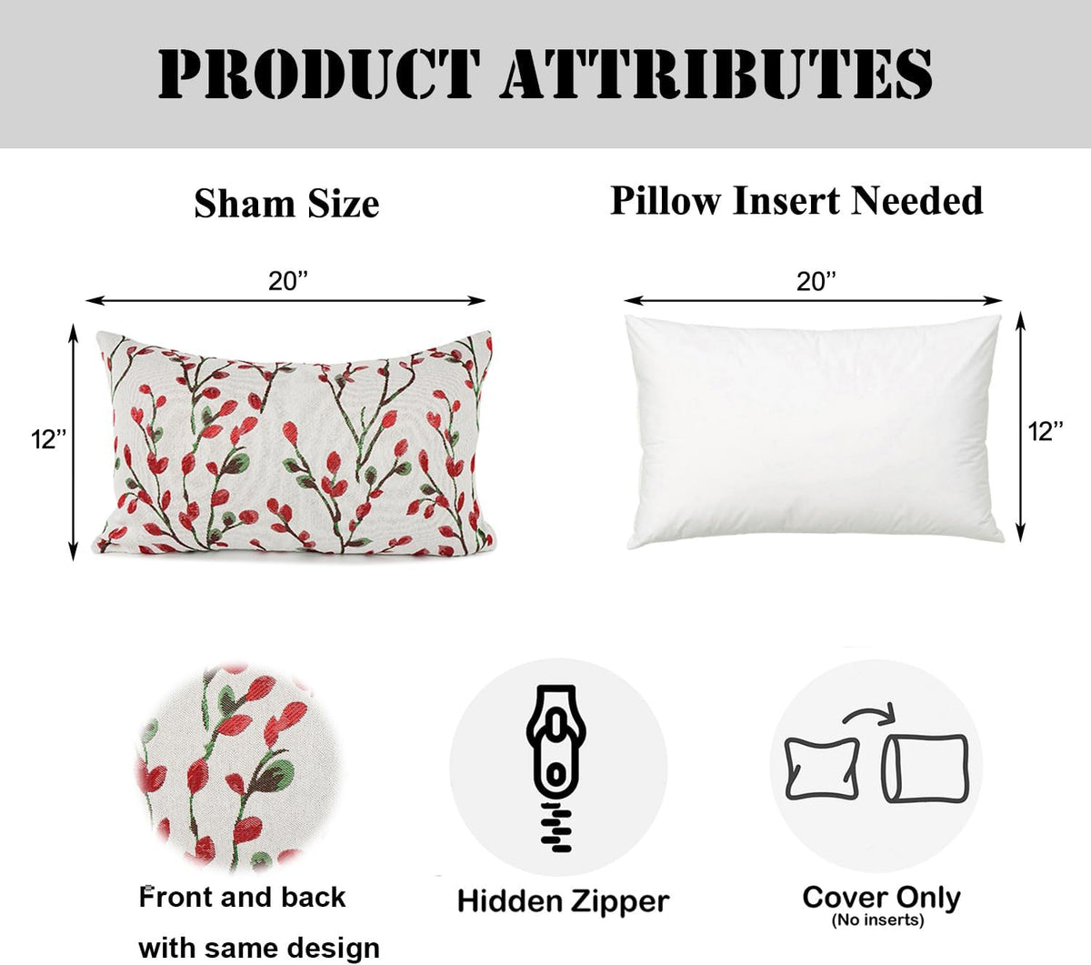 YOUR SMILE Classical Embroidery Jacquard Christmas Red Square Decorative Throw Pillow Case Cushion