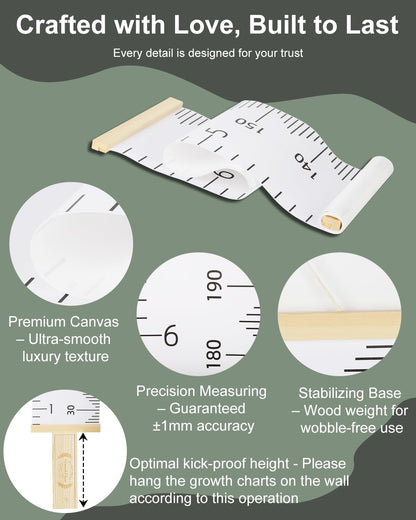 6.5FT Growth Chart for Kids with Wooden Keepsake Box - Children Height Measurement Kit Includes
