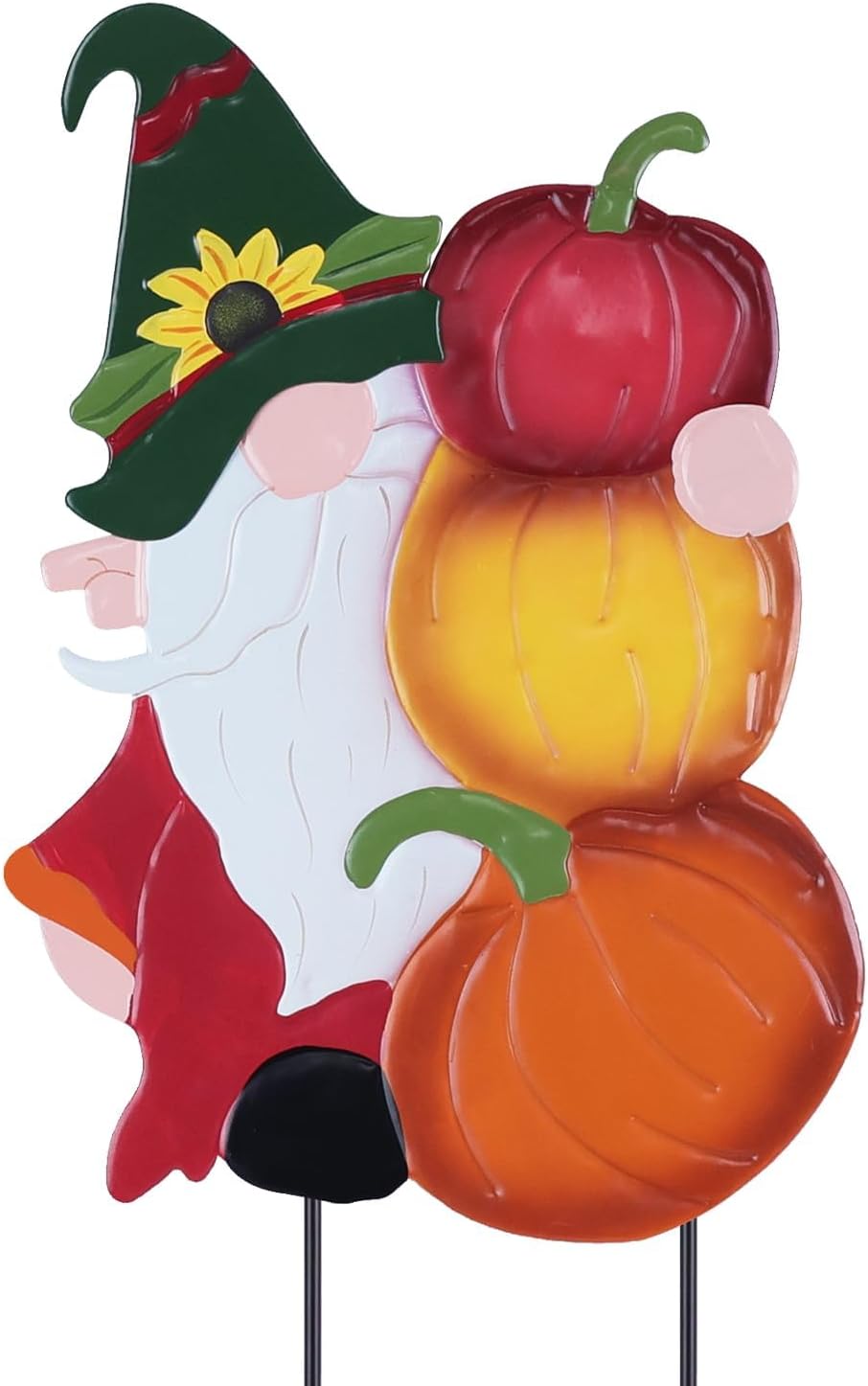 YEAHOME Fall Decorations Outdoor, Metal Gnome with Pumpkin Decorative Garden Stakes for Fall Decor