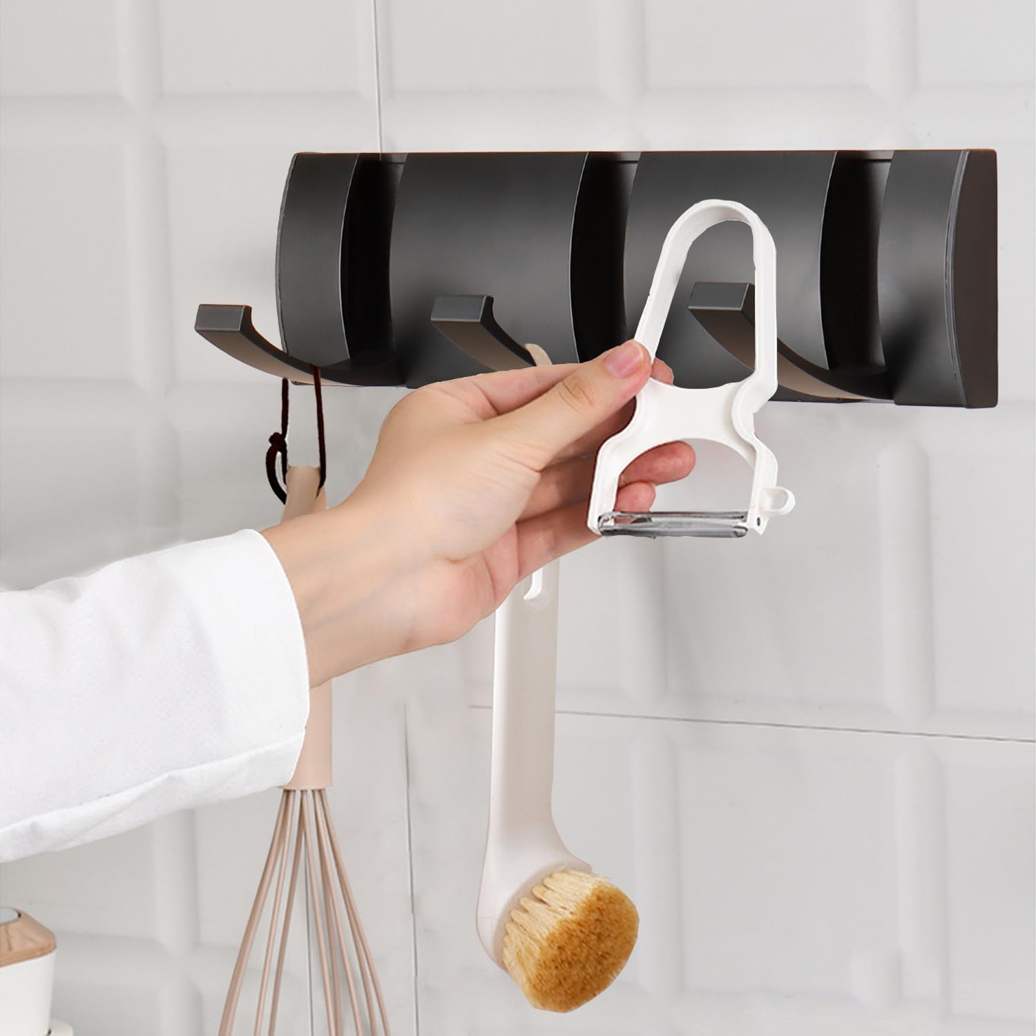 Folding Coat Hooks, Wall Mounted Coat Rack with 3 Retractable Hooks, Heavy Duty Towel Rack for