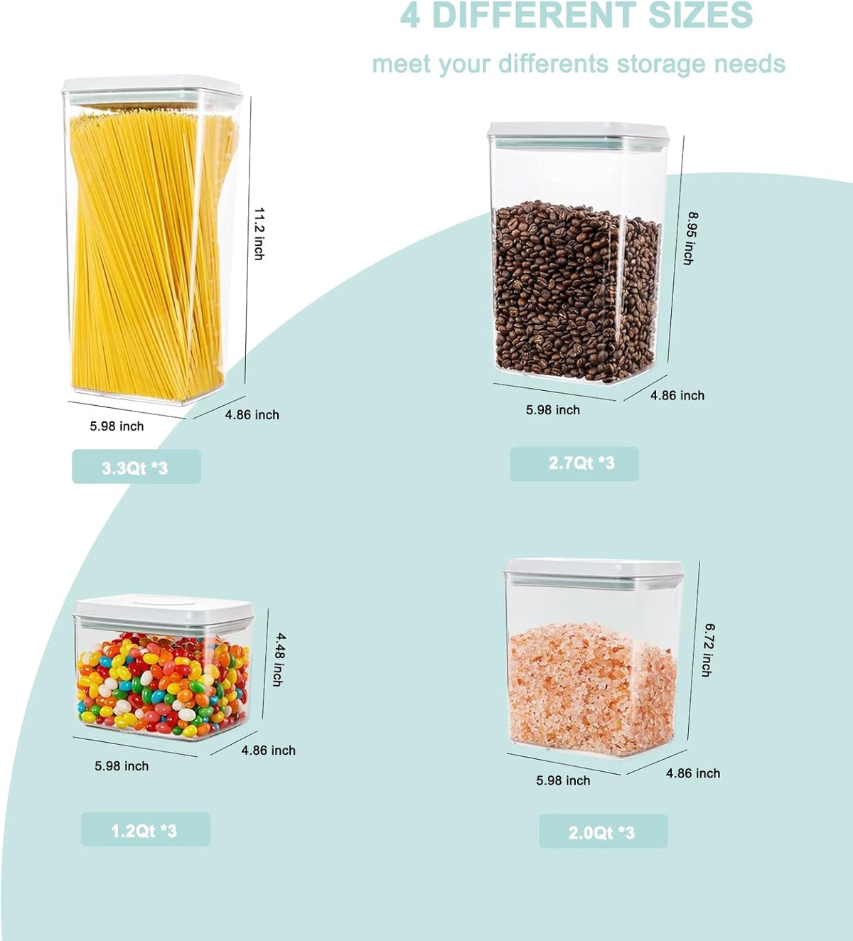 Pop Containers with Lids - Stackable Airtight Food Storage, Kitchen Pantry Storage Containers for