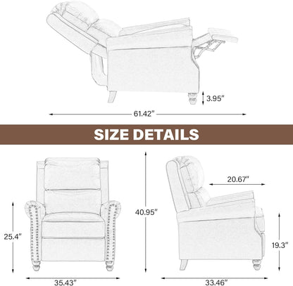 UIXE Pushback Recliner Chairs Set of 2, Fabric Armchair Push Back Accent Chair for Living Room