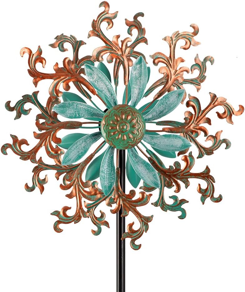 Viveta Wind Spinners Outdoor, Metal Wind Sculptures for Yard and Garden,13 * 57 "Double Windmill