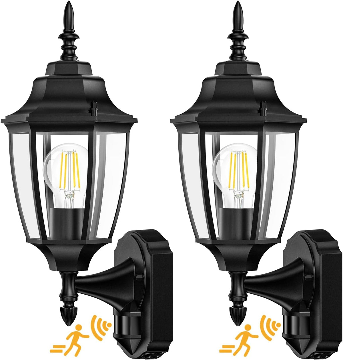 Lamomo Outdoor Wall Sconce, 2 Pack Dusk to Dawn Motion Sensor Light Fixtures, Exterior Aluminum